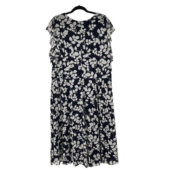 Jessica Howard Blue‎ White Floral Chiffon Knee Length Dress - Picture 2 of 10